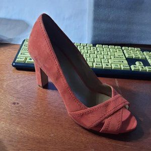 Naturalizer Orange-Red Suede open toe heels